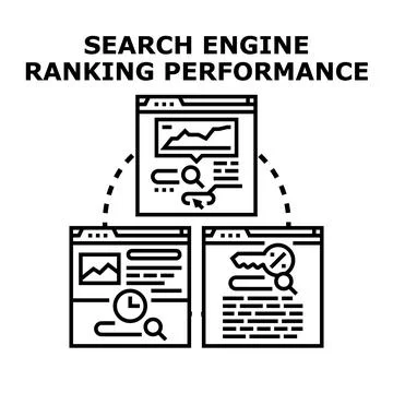Search engine ranking performance optimization analytics concept Stock Illustration