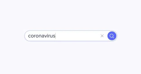 Search engine. Search in the browser bar. Text in the browser bar. Coronavirus Stock Illustration