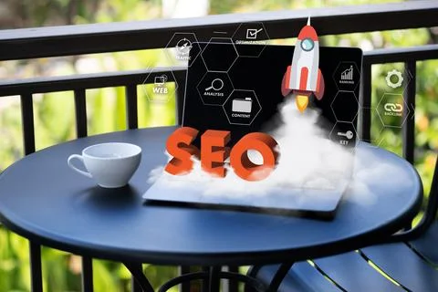 Search Engine SEO startup project man Searching information SEO performance Stock Photos