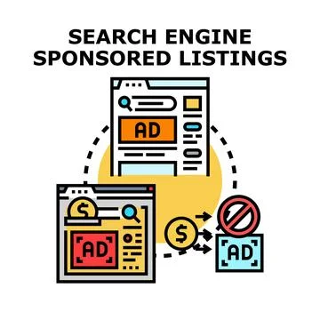 Search engine sponsored listing advertisement strategy 스톡 일러스트