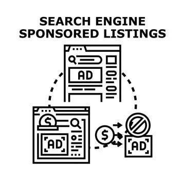 Search engine sponsored listing advertisement strategy Stock Illustration