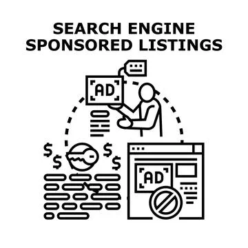 Search engine sponsored listings concept vector Stock Illustration