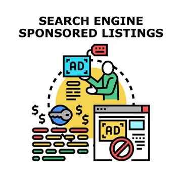 Search engine sponsored listings concept vector 库存插图