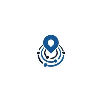 Search engine tech, flat style vector logo concept. Find companies, hiring Illustrazione stock