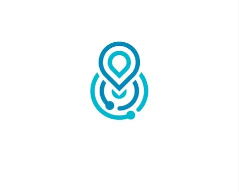 Search engine tech, flat style vector logo concept. Find companies, hiring Illustrazione stock