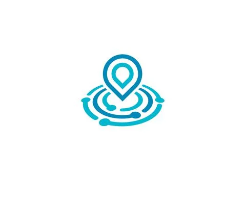 Search engine tech, flat style vector logo concept. Find companies, hiring Stock Illustration
