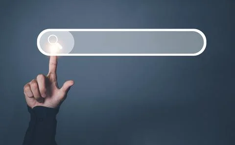 Search engine technology. Businessman touch search for data information wit.. Stock Photos