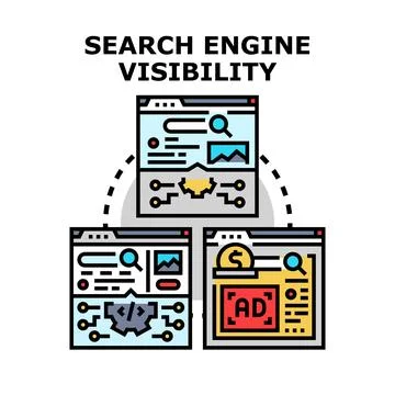 Search engine visibility concept digital marketing optimization Stock Illustration