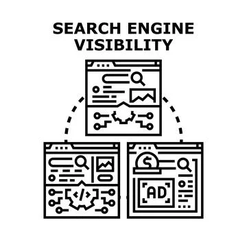 Search engine visibility concept digital marketing optimization Stock Illustration