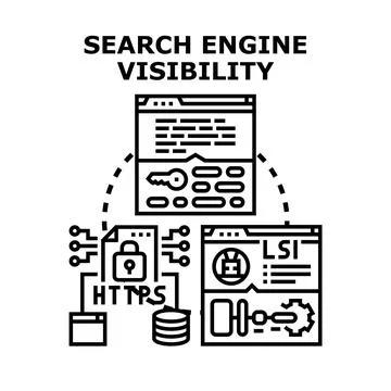 Search engine visibility strategy creating online presence Stock Illustration