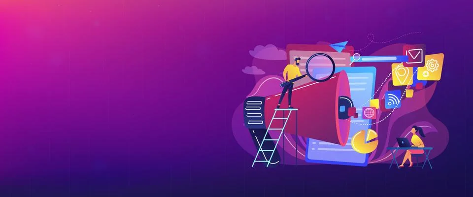 Search engines optimization concept banner header. 스톡 일러스트