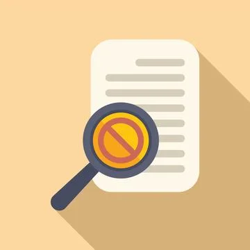 Search error in disclaimer icon flat vector. Term notice Illustrazione stock