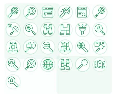 Search Exclusive Vector Set featuring 25 Regular Line Editable 256x256 Icons Illustrazione stock