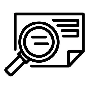 Search file icon outline vector. Document paper Illustrazione stock