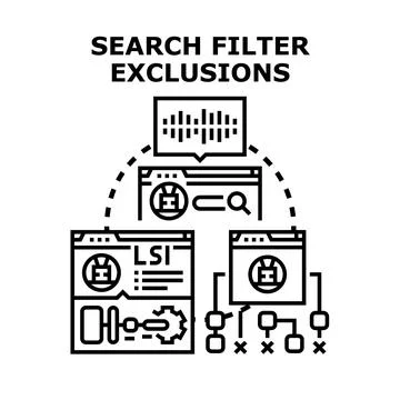 Search filter exclusions managing data optimization concept Stock Illustration