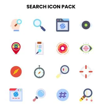 Search Flat Design Icons Pack Stock Illustration