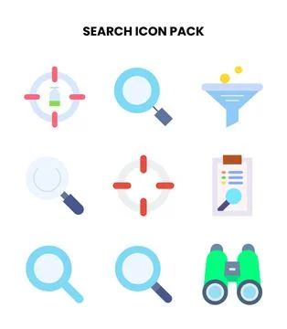 Search Flat SVG Icons Pack Illustrazione stock