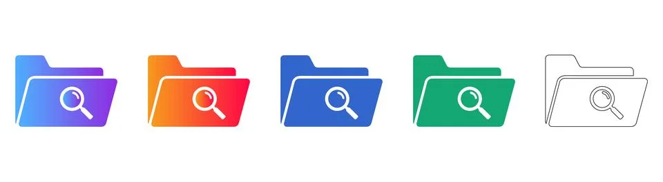 Search Folder Document Icon Collection イラスト素材