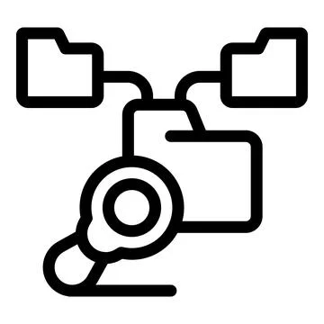 Search folder funnel icon, outline style 库存插图