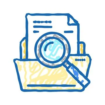 Search folder icon doodle illustration Illustrazione stock
