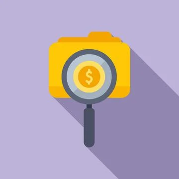 Search folder money icon flat vector. Investment finance Stock Illustration