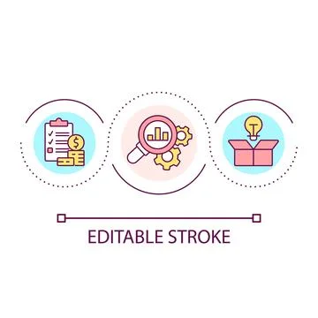 Search funding for product development loop concept icon 스톡 일러스트