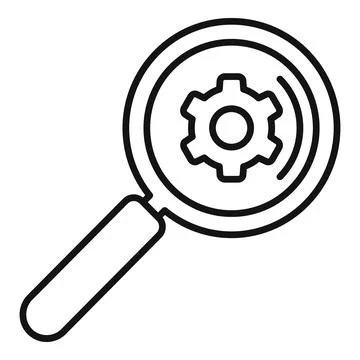 Search gear cog icon outline vector. Sim battery Stock Illustration