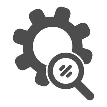 Search gears solid icon. Magnifier and development vector illustration isolated Illustrazione stock