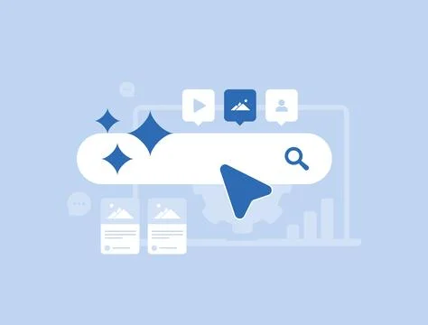 Search Generative Experience - SGE AI-driven content with real-time semantic Stock Illustration