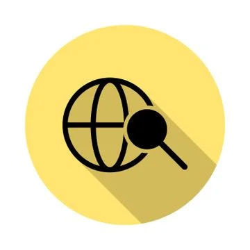 Search, global simple vector icon in long shadow style Stock Illustration