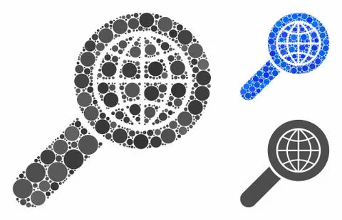 Search globe place Composition Icon of Round Dots Stock Illustration