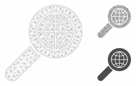 Search Globe Place Vector Mesh 2D Model and Triangle Mosaic Icon Stock Illustration