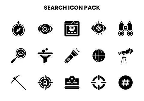 Search Glyph Icons Pack Stock Illustration
