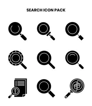 Search Glyph Vector Icons Pack Stock Illustration