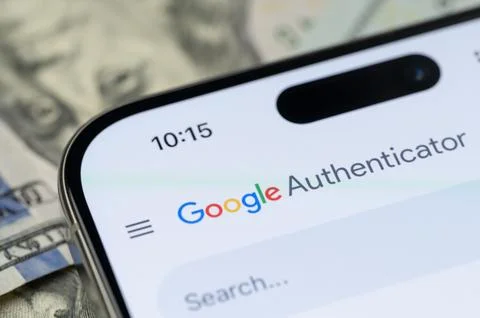 Search in google authenticator Stock Photos