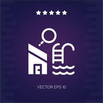 Search house with pool vector icon Stock Illustration