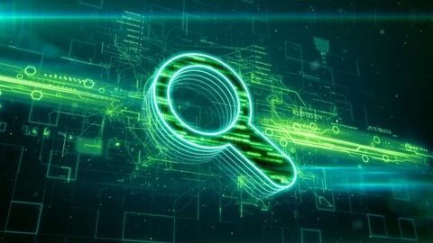 Search icon on abstract green background Stock Footage 72686091