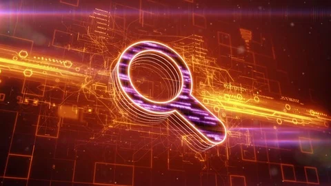Search icon on abstract orange background Stock Footage 72288353