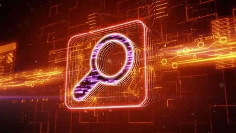Search icon on abstract orange background Stock Footage 72348094