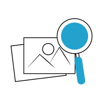 Search icon, application photo internet button magnifier blue line and fill 스톡 일러스트
