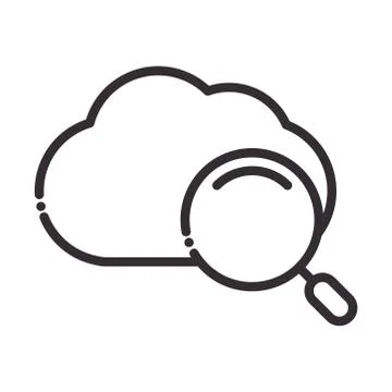 Search icon, cloud computing explore internet data thin line icon Illustrazione stock
