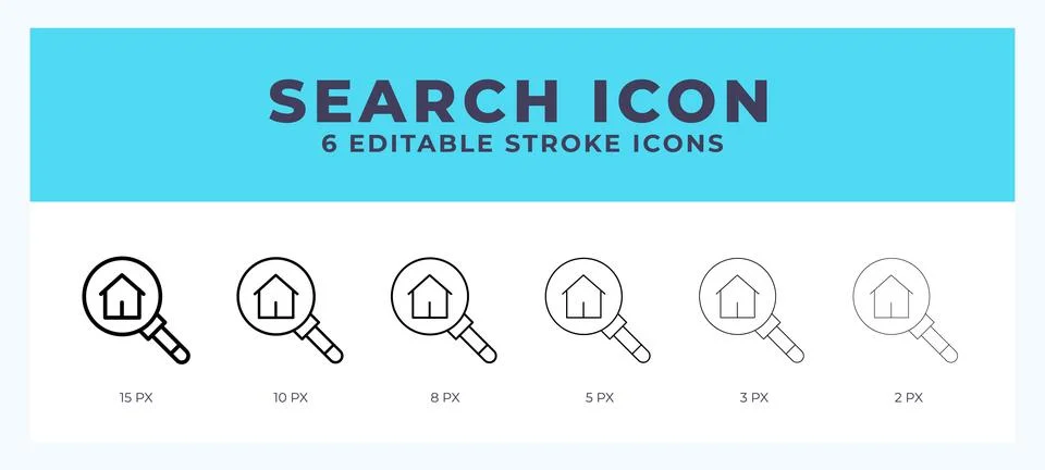 Search icon with different stroke. Vector illustration. Stock Illustration