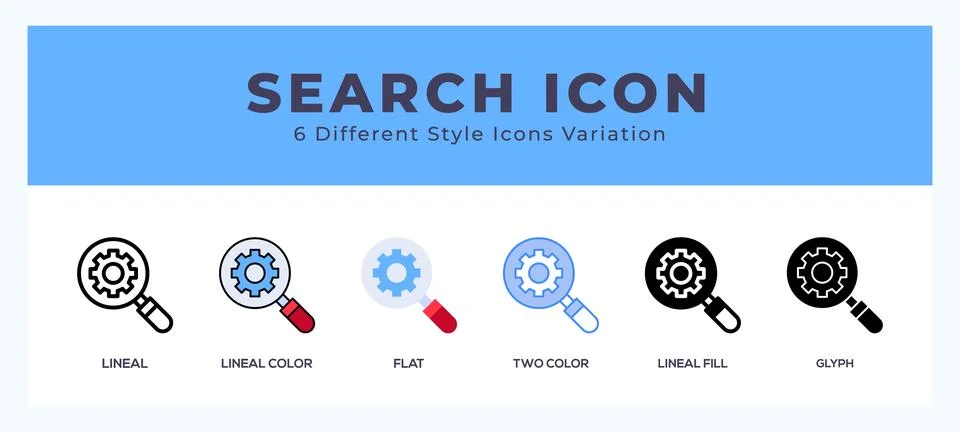 Search icon in different style vector illustration. 库存插图
