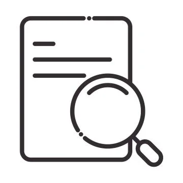 Search icon, document data network magnifier thin line icon Illustrazione stock