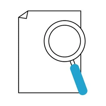 Search icon, document data network magnifier blue line and fill イラスト素材