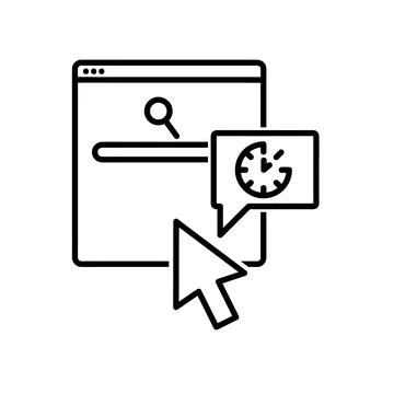 Search icon. Flat pictogram for web. Line stroke. Simple internet  research s Stock Illustration
