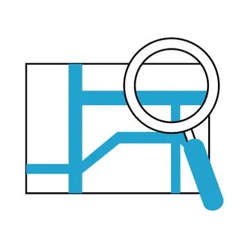 Search icon, gps navigation magnifier application blue line and fill Ilustração Stock