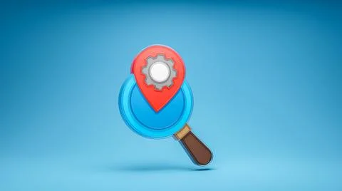 Search icon with location map tag, pin icon, local seo search, magnifier symb Stock Illustration