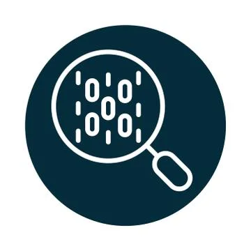 Search icon, magnifying glass binary interface internet block and line icon Illustrazione stock