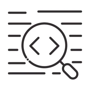 Search icon, magnifying glass code interface web thin line icon Illustrazione stock